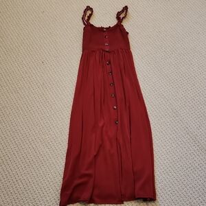 Red Button-Down Maxi Dress